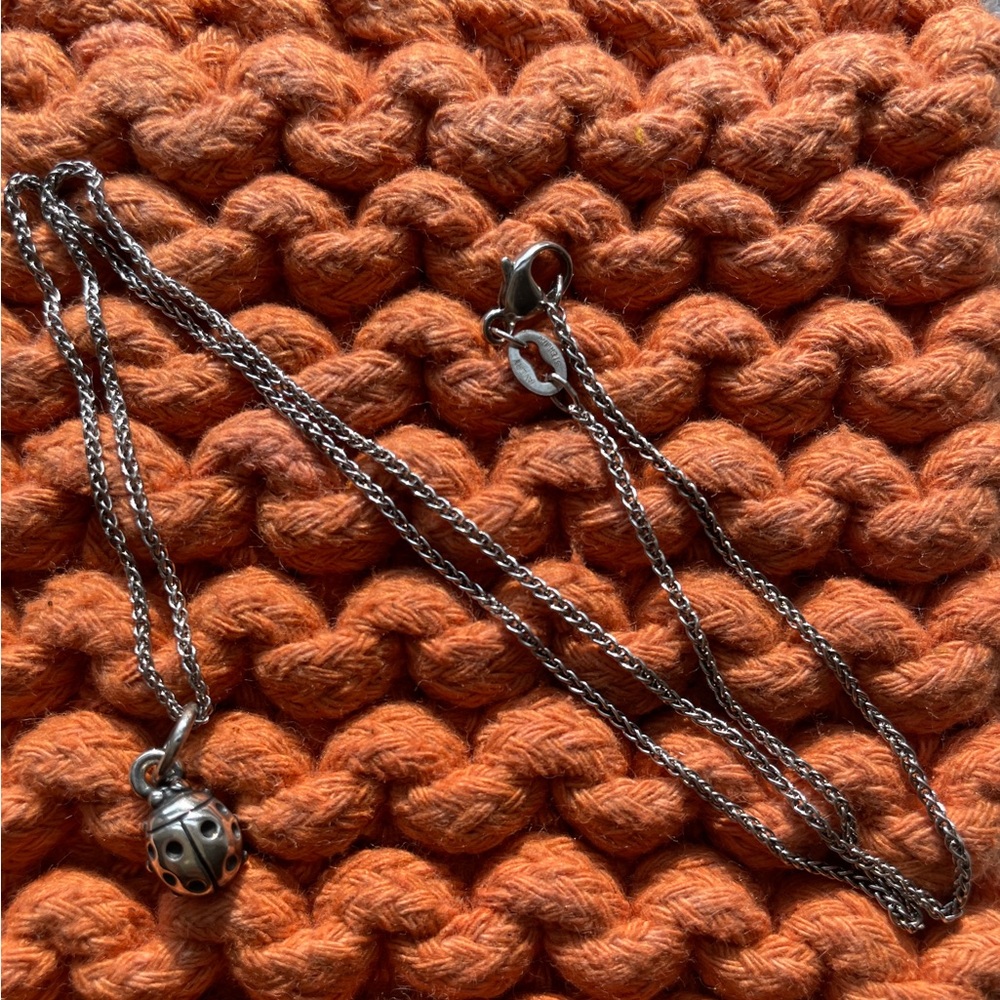 James Avery Lady Bug charm with 16” James Avery Fine Spiga Chain Sterling Silver